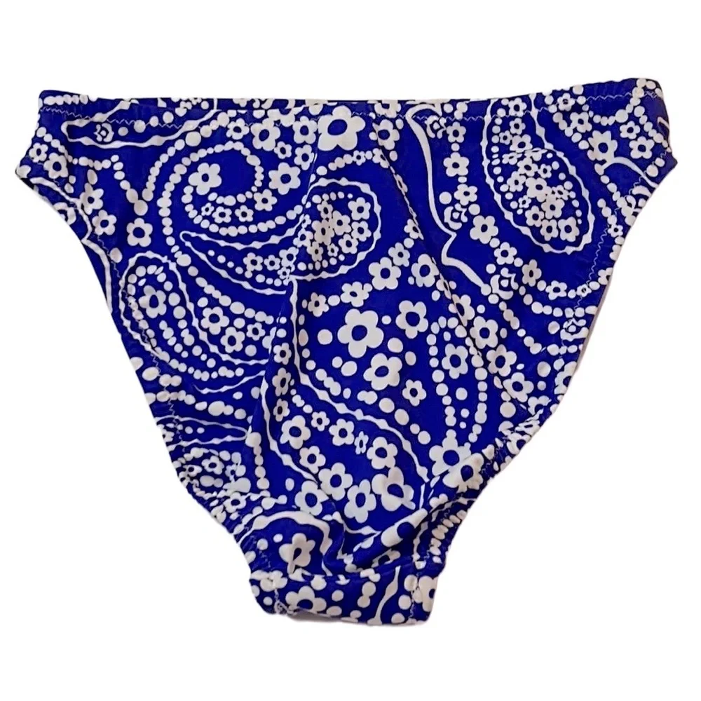 JSC Swim Purple White Tropical Hawaiian Mid Rise Bikini Bathing Suit Bottoms
